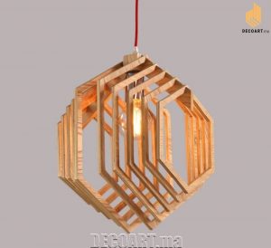 Luminaire suspendu bois pendentif forme hexagonale