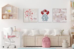 Lot de 3 tableaux cute girl