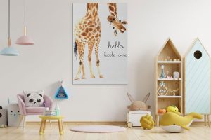 Tableau décoratif pour chambre d'enfant Coucou les animaux - déco murale